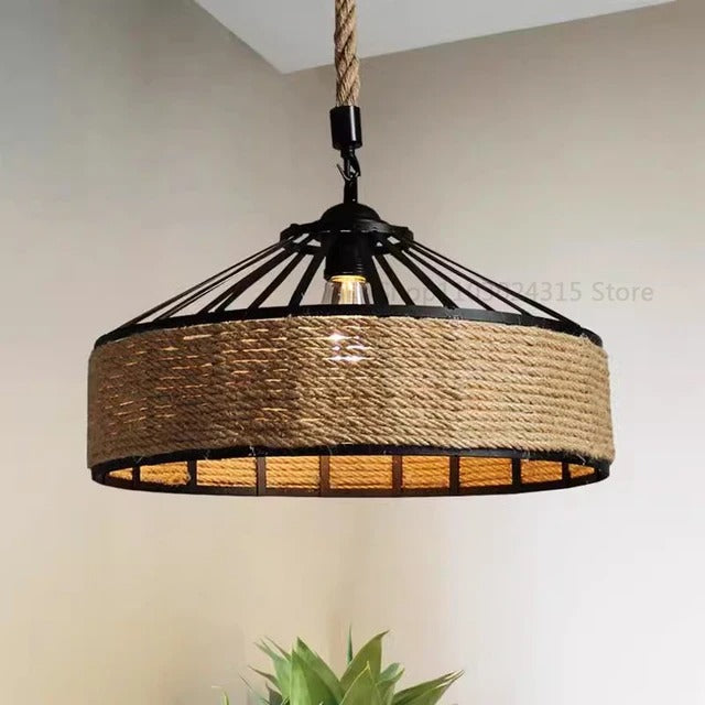 Klassisk lampa av hamprep