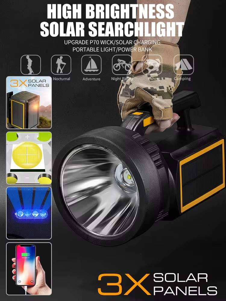Portabel LED-campinglampa med USB och solcellsladdning