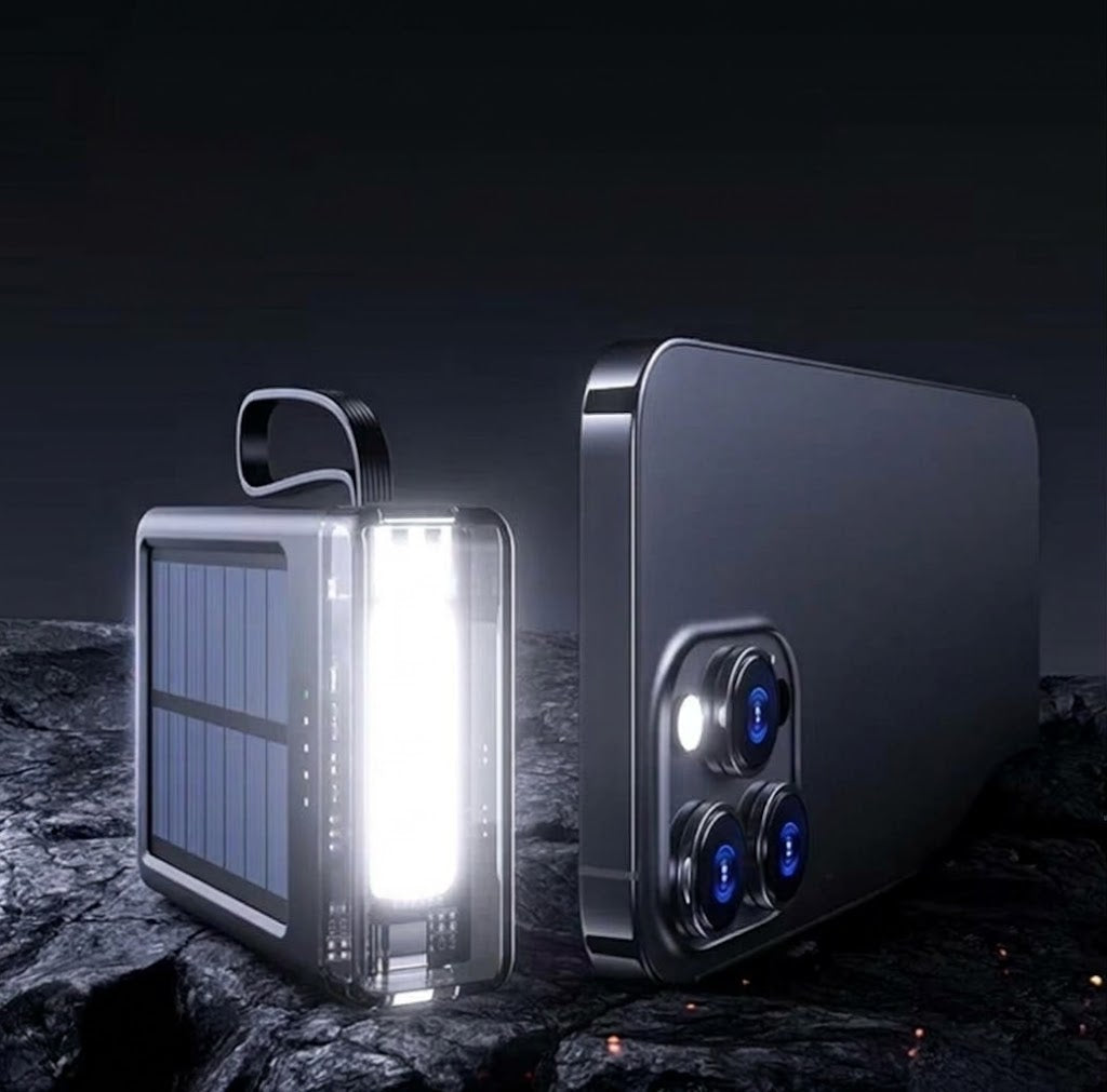 LED-lampa med inbyggd powerbank och laddkabel