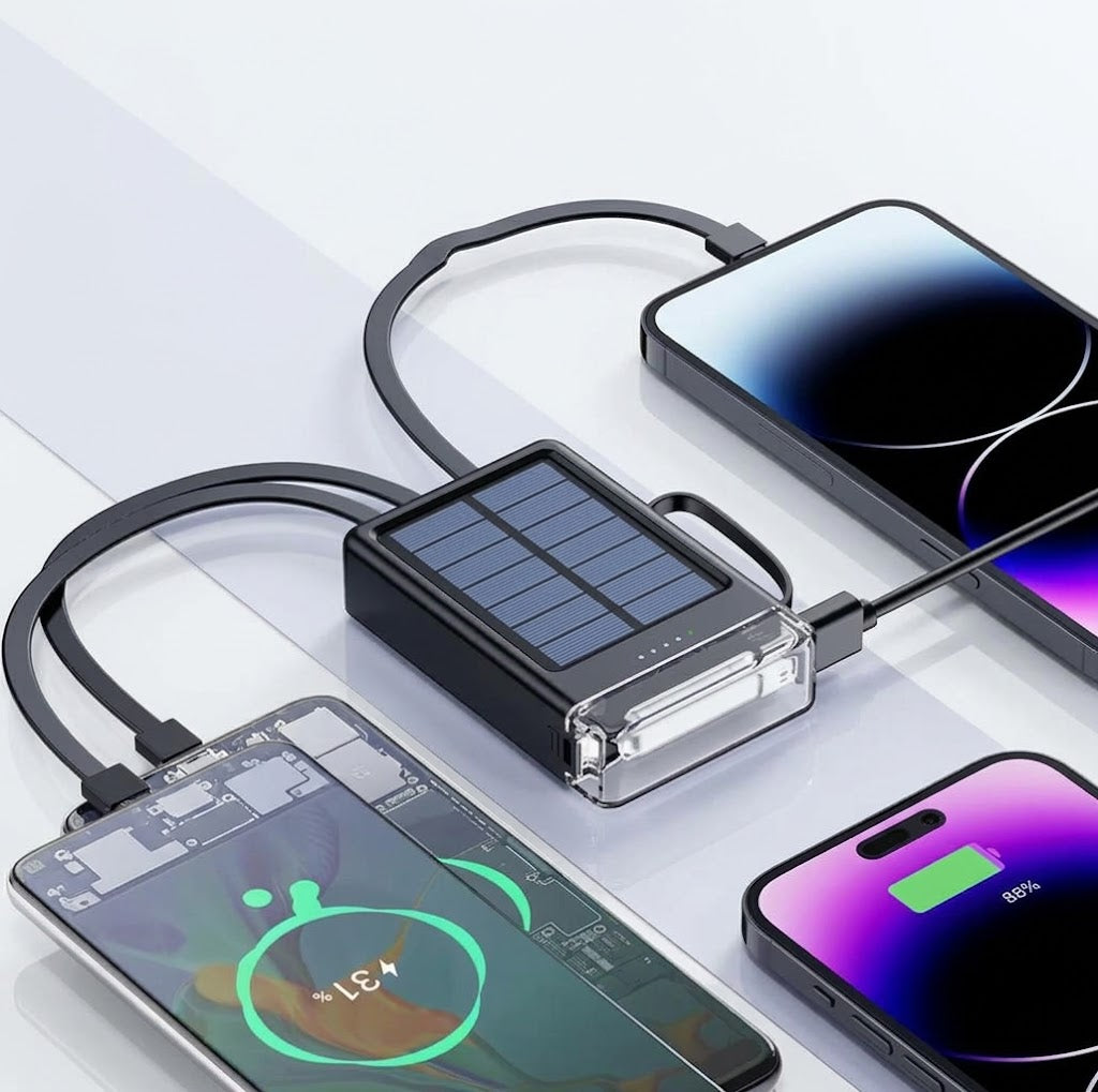 LED-lampa med inbyggd powerbank och laddkabel