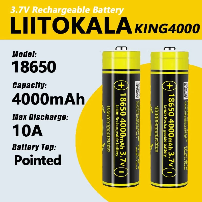 LiitoKala King4000-JT 18650 4000mAh 3,7V 12A Uppladdningsbart Batteri (1–40 st)