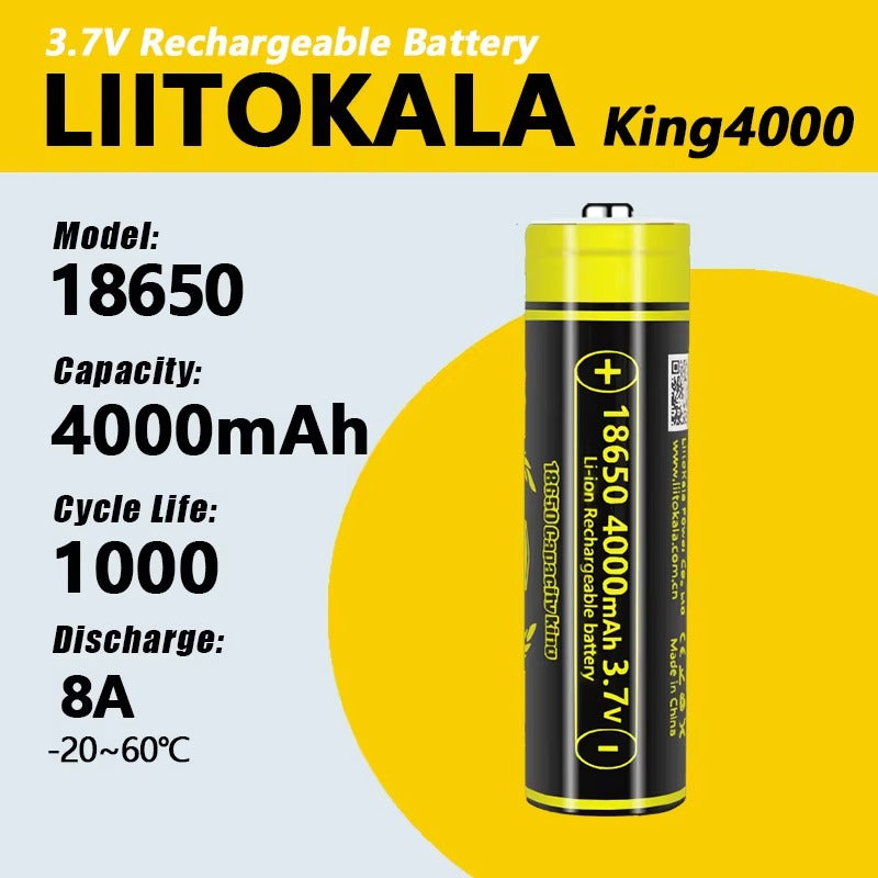LiitoKala King4000-JT 18650 4000mAh 3,7V 12A Uppladdningsbart Batteri (1–40 st)