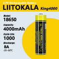 LiitoKala King4000-JT 18650 4000mAh 3,7V 12A Uppladdningsbart Batteri (1–40 st)