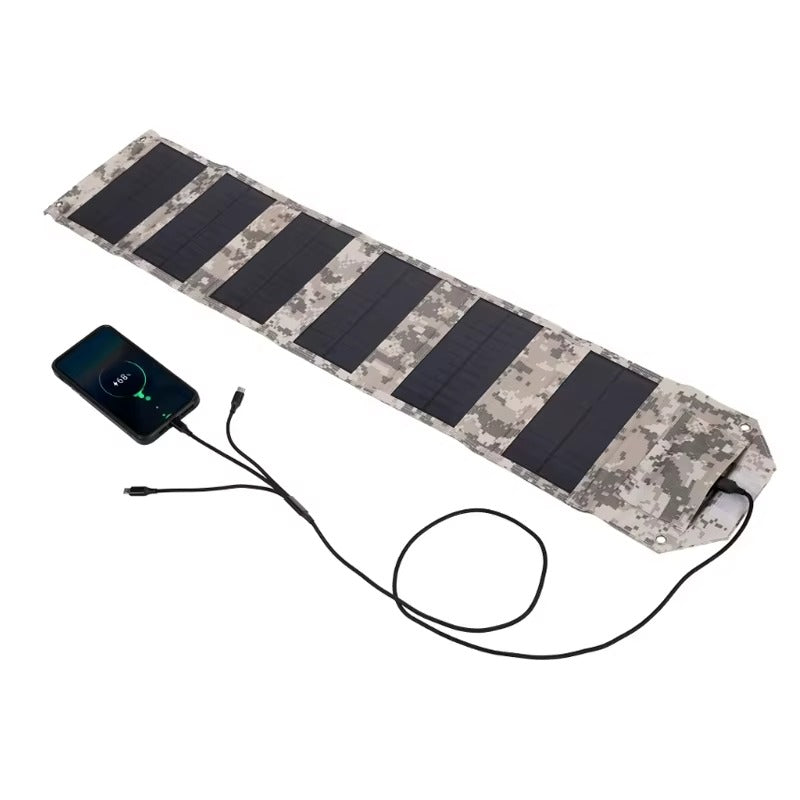 "Hopfällbar 100 W USB-solpanel med 6 vikbara sektioner
